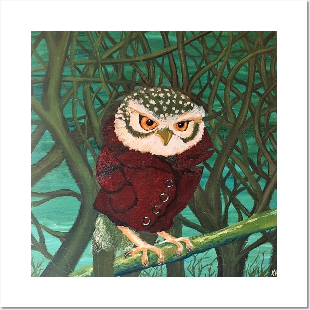 Owl in the Forest with a Sweater Wall Art by Oregon333